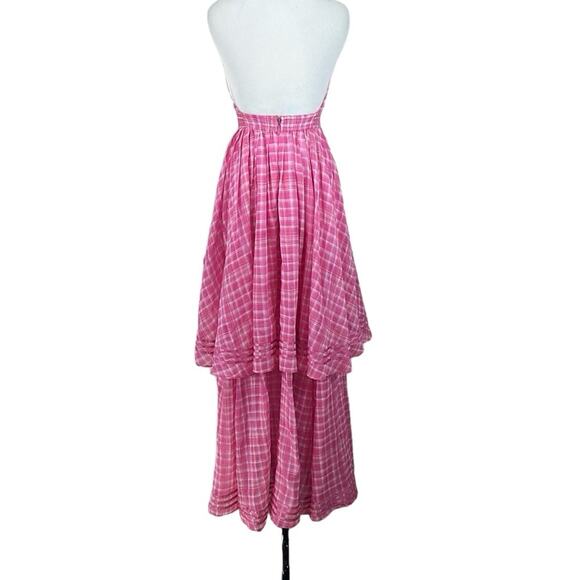 Aje Bungalow Sienna Gingham Halter Neck Maxi Dress Gown Pink AU Size 6 US Size 2 - Picture 11 of 13